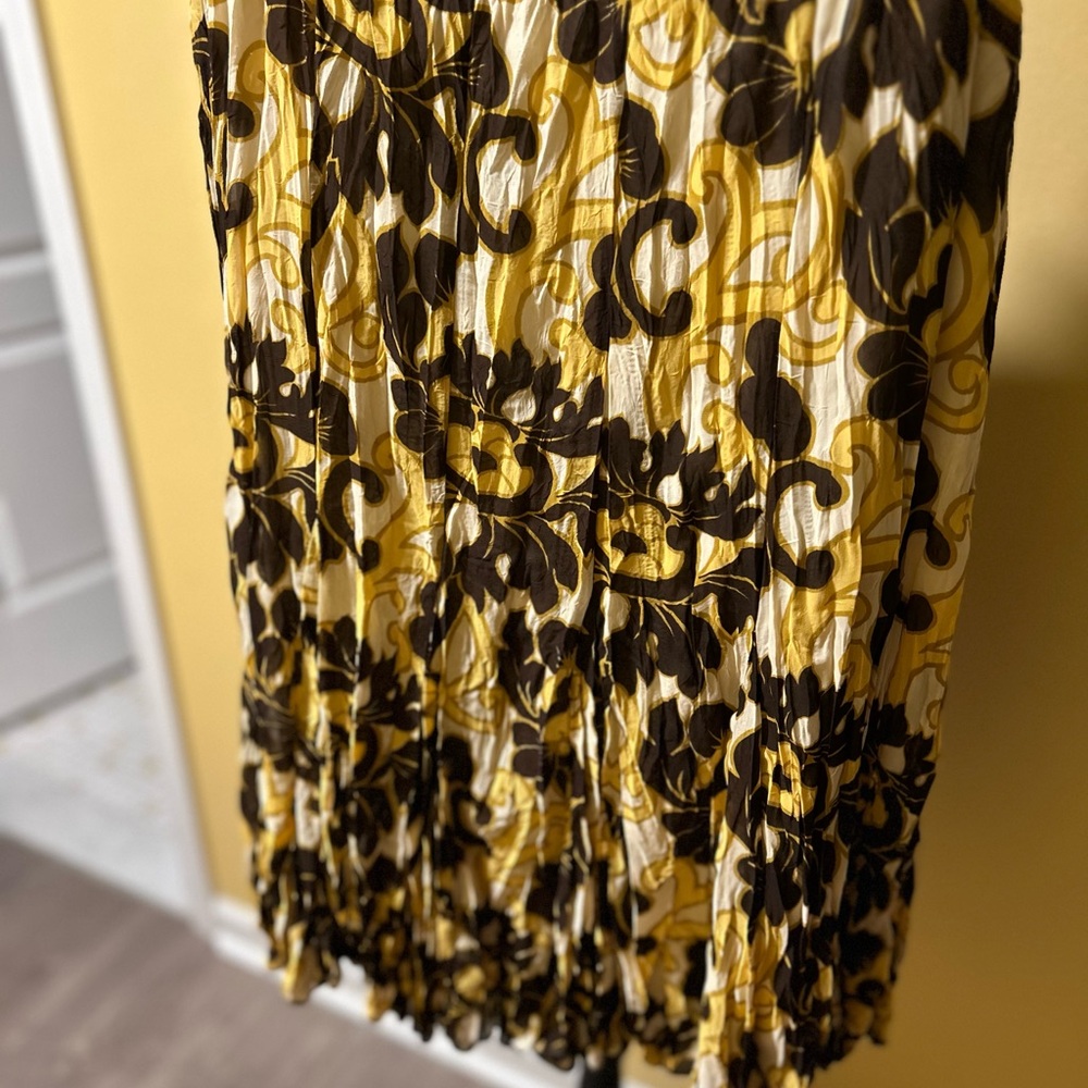 RAFAEL Yellow and Brown Midi Bubble Skirt